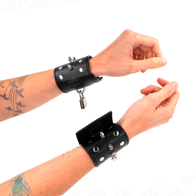Kink – Punk-Handgelenkfesseln mit Spikes 25 x 6 cm