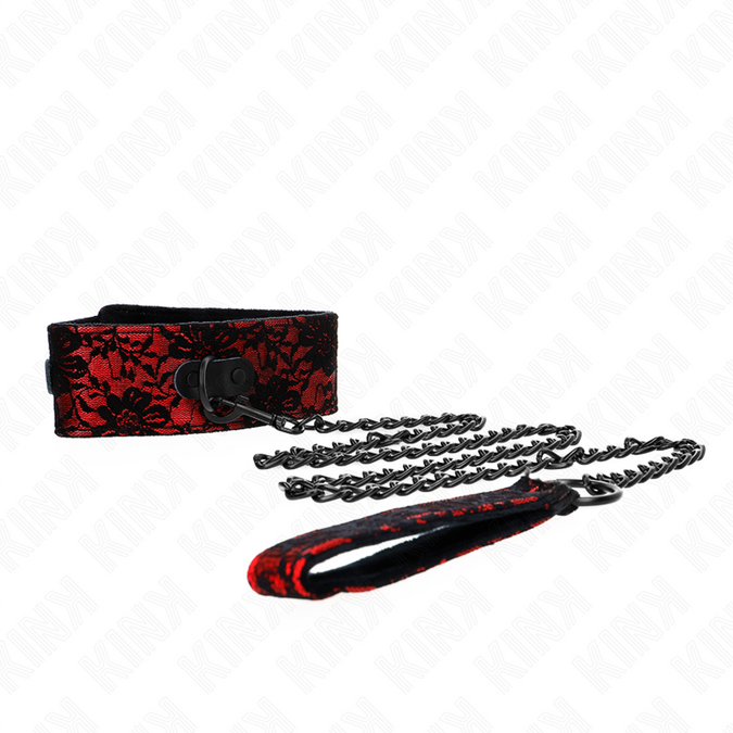 Kink – Spitzenhalskette mit Gürtel mit echtem Ledergürtel 105 Cm / 44 X 5,5 Cm