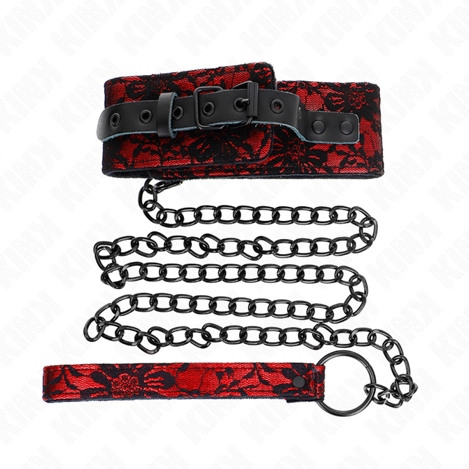 Kink – Spitzenhalskette mit Gürtel mit echtem Ledergürtel 105 Cm / 44 X 5,5 Cm