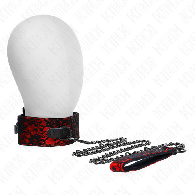 Kink – Spitzenhalskette mit Gürtel mit echtem Ledergürtel 105 Cm / 44 X 5,5 Cm