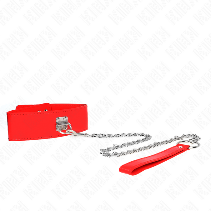 Kink – Halsband Mit Gürtel 65 Cm Mit Breitem Rotem Riemen Verstellbar 33,5 – 41 Cm X 5 Cm