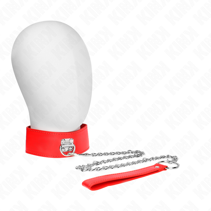 Kink – Halsband Mit Gürtel 65 Cm Mit Breitem Rotem Riemen Verstellbar 33,5 – 41 Cm X 5 Cm