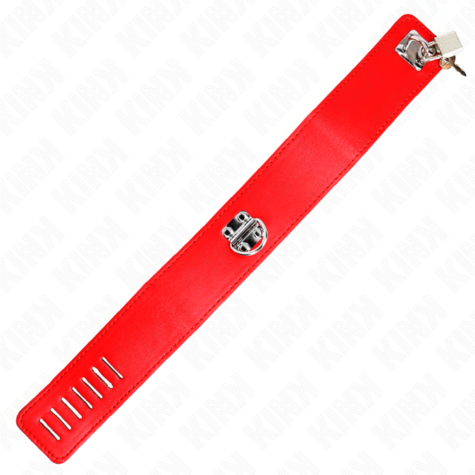Kink – Halsband Mit Gürtel 65 Cm Mit Breitem Rotem Riemen Verstellbar 33,5 – 41 Cm X 5 Cm