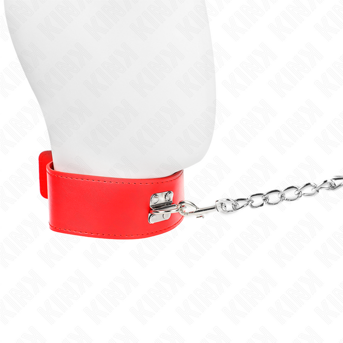Kink – Halsband Mit Gürtel 65 Cm Mit Breitem Rotem Riemen Verstellbar 33,5 – 41 Cm X 5 Cm