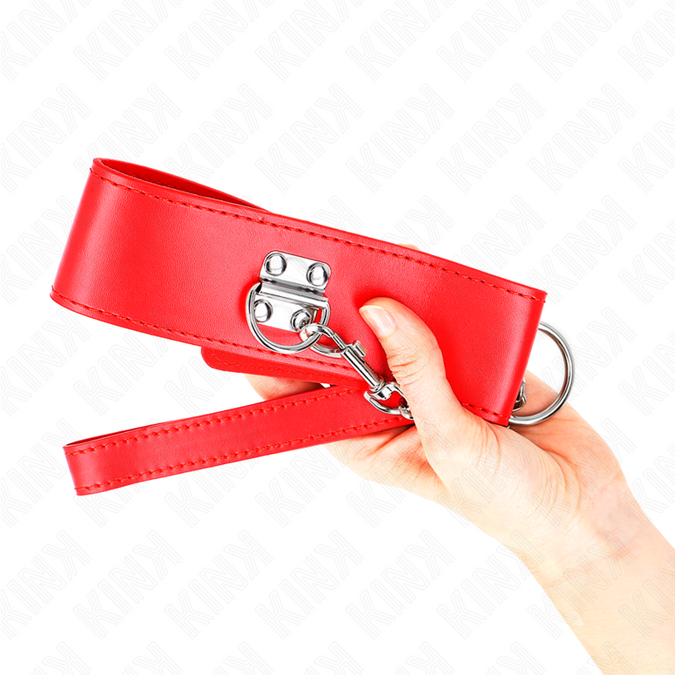 Kink – Halsband Mit Gürtel 65 Cm Mit Breitem Rotem Riemen Verstellbar 33,5 – 41 Cm X 5 Cm