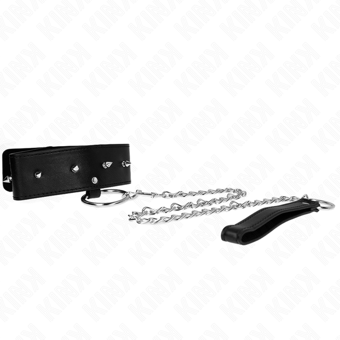 Kink – Halskette 65 Cm Mit Leine Mit Silbernen Nieten Modell 2 Verstellbar 36 – 43 Cm X 5 Cm