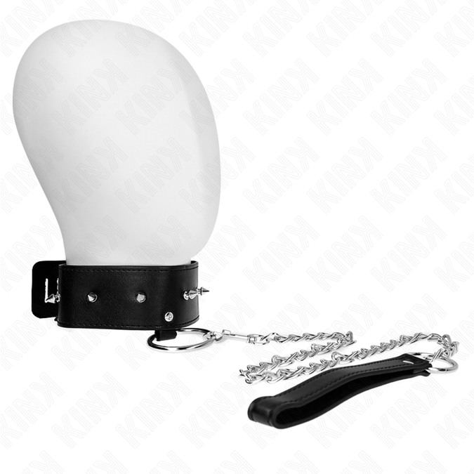 Kink – Halskette 65 Cm Mit Leine Mit Silbernen Nieten Modell 2 Verstellbar 36 – 43 Cm X 5 Cm