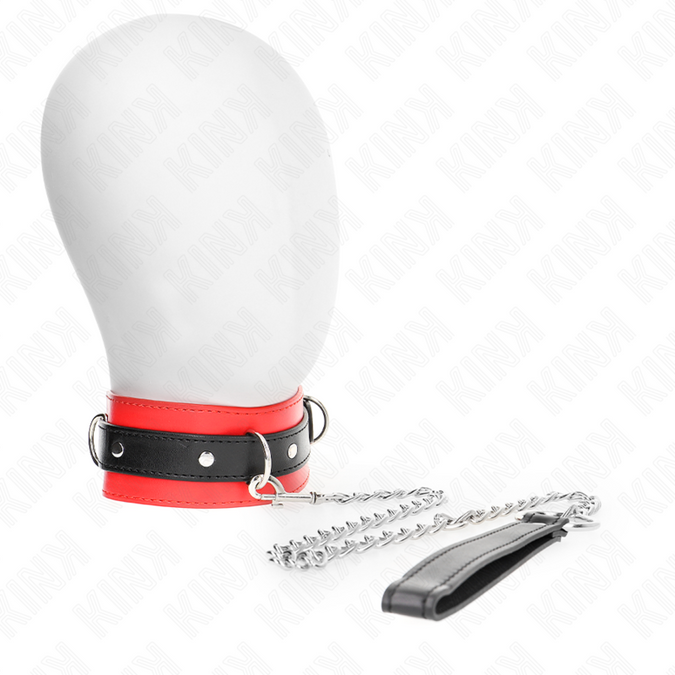 Kink – Halsband mit Gürtel 65 cm mit rotem Riemen 54 x 4,5 cm