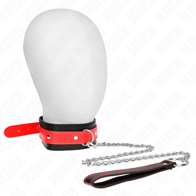 Kink – Halskette mit rotem Riemen 65 cm verstellbar 36 – 43 cm x 5 cm