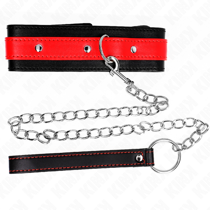 Kink – Halskette mit rotem Riemen 65 cm verstellbar 36 – 43 cm x 5 cm