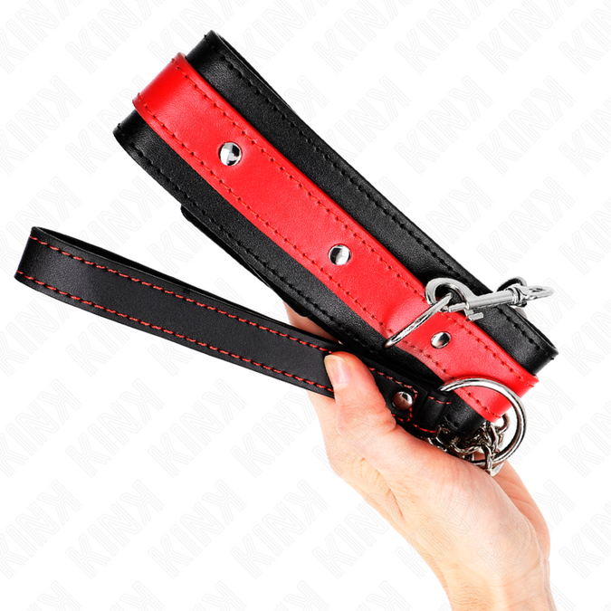 Kink – Halskette mit rotem Riemen 65 cm verstellbar 36 – 43 cm x 5 cm