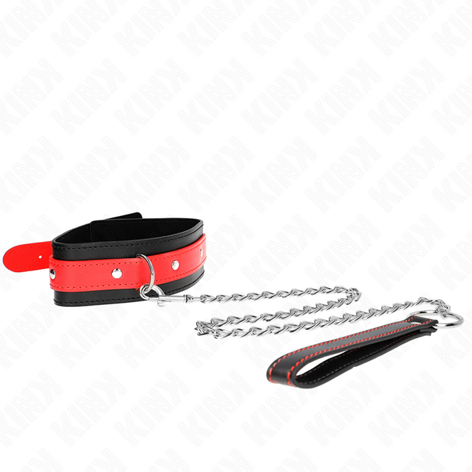 Kink – Halskette mit rotem Riemen 65 cm verstellbar 36 – 43 cm x 5 cm