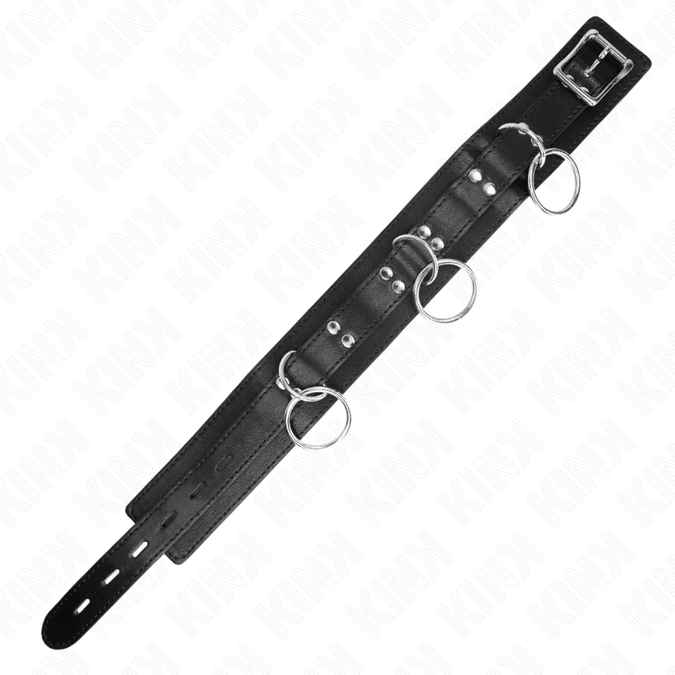 Kink – 3-Ring-Sklaverei-Halskette mit Riemen 80 cm 53 x 5 cm