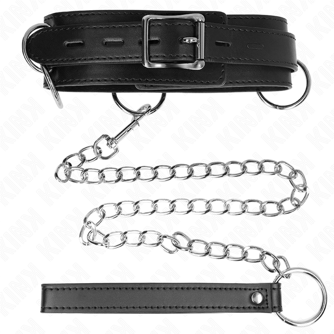 Kink – 3-Ring-Sklaverei-Halskette mit Riemen 80 cm 53 x 5 cm