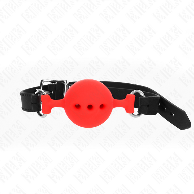 Kink – Vollsilikon Knebel 55 x 2 cm mit 4,5 cm Kugel Größe M Rot Verstellbar 35 – 51 cm