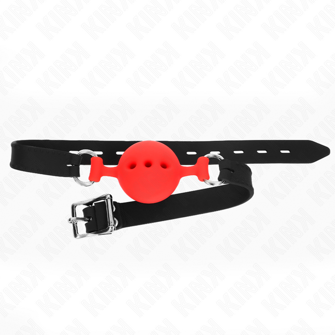 Kink – Vollsilikon Knebel 55 x 2 cm mit 4,5 cm Kugel Größe M Rot Verstellbar 35 – 51 cm