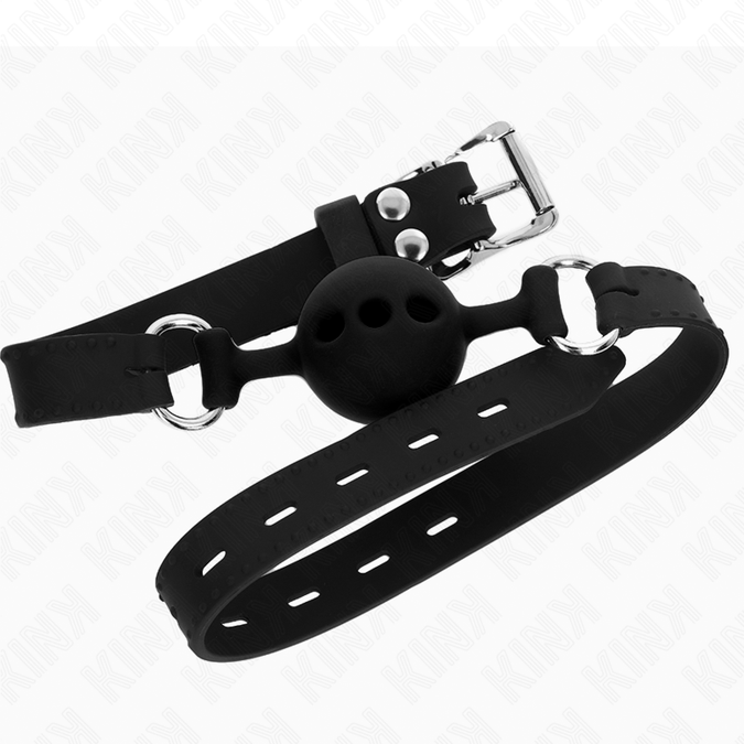 Kink – Vollsilikon Knebel 55 x 2 cm mit 4 cm Kugel Größe S Schwarz Verstellbar 35 – 51 cm