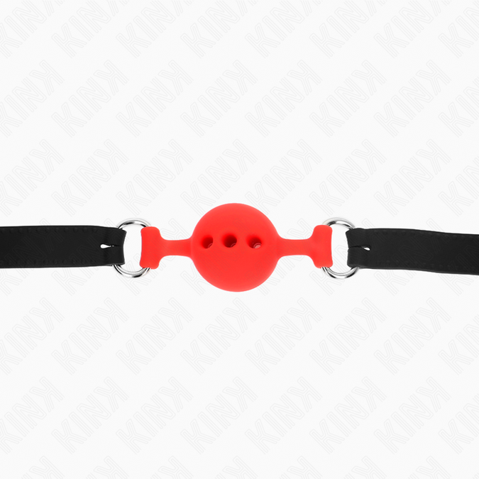 Kink – Vollsilikon Knebel 55 x 2 cm mit 4 cm Kugel Größe S Rot Verstellbar 35 – 51 cm