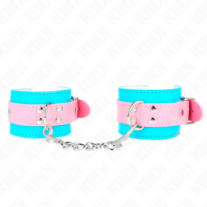 Kink – Niedliche Handgelenkfesseln Blau / Pink, verstellbar 16 – 28 cm x 5 cm
