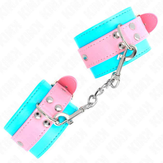 Kink – Niedliche Handgelenkfesseln Blau / Pink, verstellbar 16 – 28 cm x 5 cm