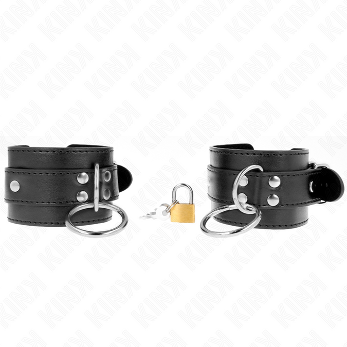 Kink – O-Ring verschlossene Handgelenkfesseln Schwarz Verstellbar 20 – 28 cm x 5,5 cm