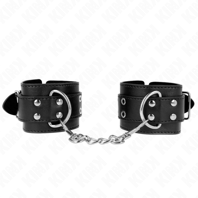 Kink – Doppel-Schnallen Handgelenkfesseln Schwarz Verstellbar 19 – 26 Cm