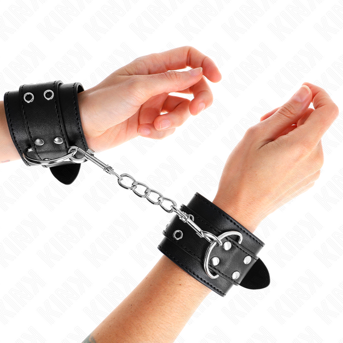 Kink – Doppel-Schnallen Handgelenkfesseln Schwarz Verstellbar 19 – 26 Cm