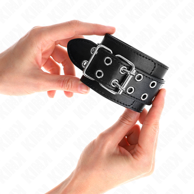 Kink – Doppel-Schnallen Handgelenkfesseln Schwarz Verstellbar 19 – 26 Cm