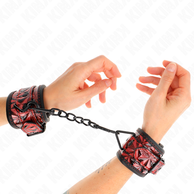 Kink – Diamond Pattern Wrist Restraints Dark Red Adjustable 17 – 26 Cm X 5.5 Cm