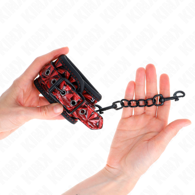 Kink – Diamond Pattern Wrist Restraints Dark Red Adjustable 17 – 26 Cm X 5.5 Cm