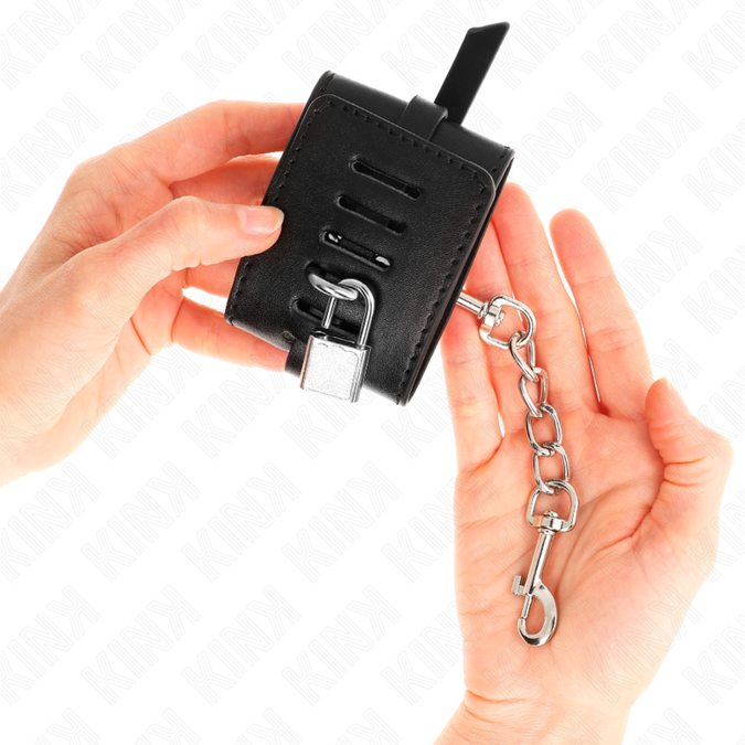 Kink – Deluxe abschließbare Handgelenkfesseln Schwarz, verstellbar 14,5 – 21 cm x 6 cm