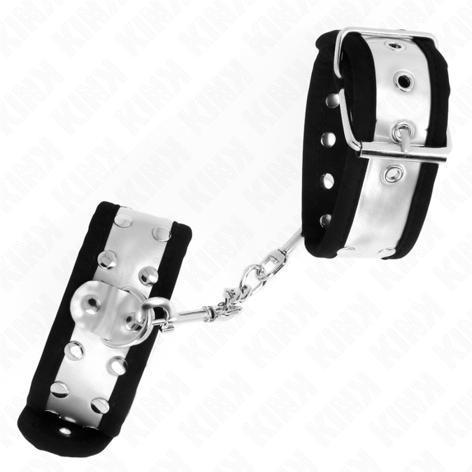 Kink – Dünne Handgelenkfesseln Schwarz / Silber 30 x 4 cm