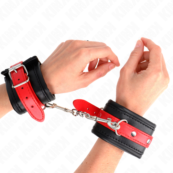 Kink – Wrist Restraints Black With Red Belt Adjustable 17 – 28 Cm X 6 Cm