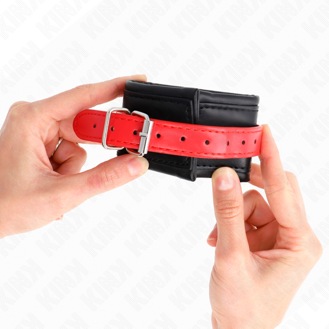 Kink – Wrist Restraints Black With Red Belt Adjustable 17 – 28 Cm X 6 Cm