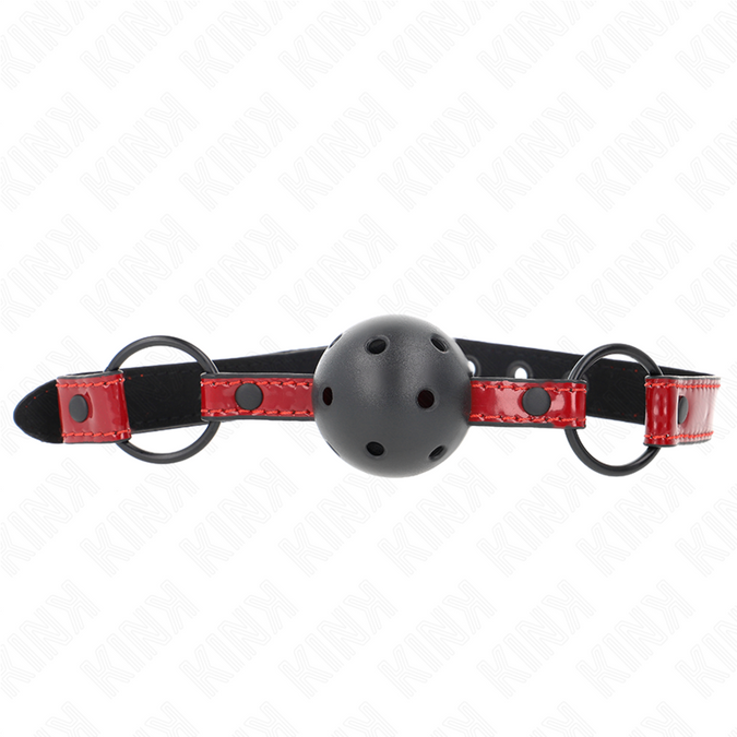 Kink – Glänzender Lederimitat-Ball 4,5 Cm Knebel 63,5 X 2 Cm Verstellbar 41 X 59 Cm