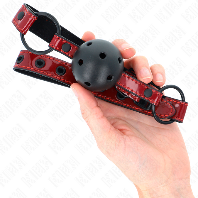 Kink – Glänzender Lederimitat-Ball 4,5 Cm Knebel 63,5 X 2 Cm Verstellbar 41 X 59 Cm