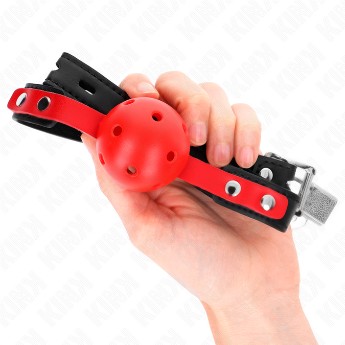 Kink – Roter Hohlharte Ball 4 Cm Knebel Schwarzer Riemen 60 X 2 Cm Verstellbar 37 – 52 Cm