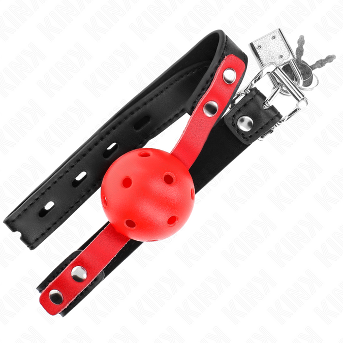 Kink – Roter Hohlharte Ball 4 Cm Knebel Schwarzer Riemen 60 X 2 Cm Verstellbar 37 – 52 Cm
