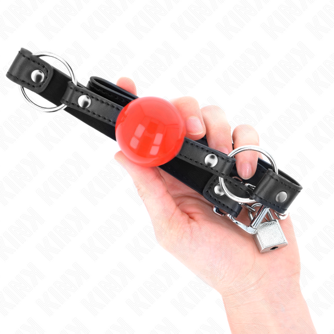Kink – Kugel 4 Cm Knebel Mit Schloss Rote Kugel Schwarzer Riemen 60 X 2 Cm