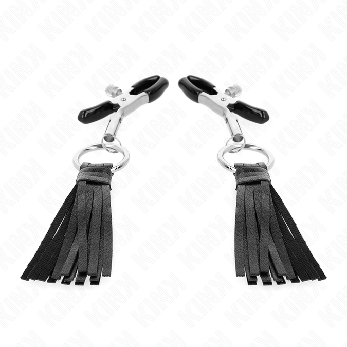 Kink – Lederimitat-Quasten-Brustwarzenklemmen 6 cm