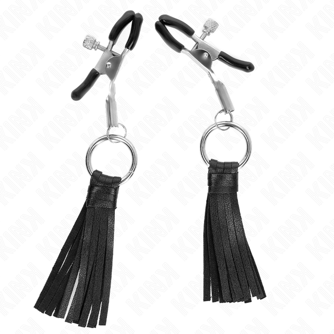 Kink – Lederimitat-Quasten-Brustwarzenklemmen 6 cm