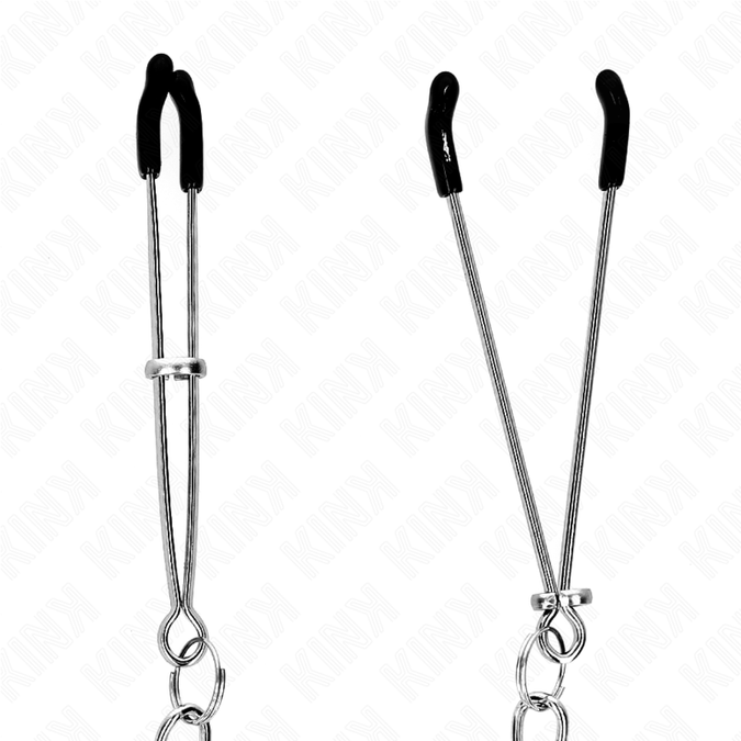 Kink – Dünne Brustwarzenklemmen mit dickem 30 cm langer Kette
