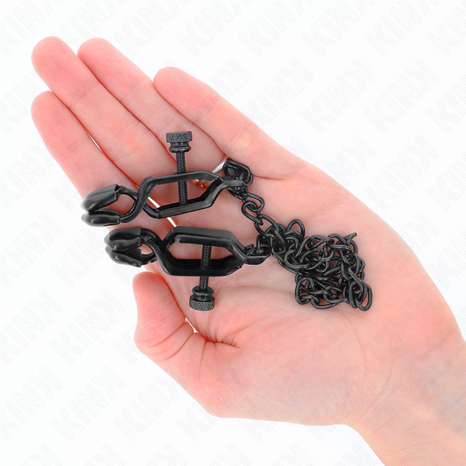 Kink – Flache Ketten-Brustwarzenklemmen Schwarz 30 Cm