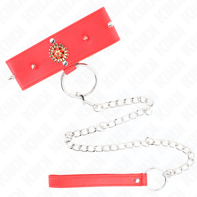 Kink – Rote Diamant Halskette Mit Gürtel 65 Cm Verstellbar 35 – 51 Cm X 7 Cm