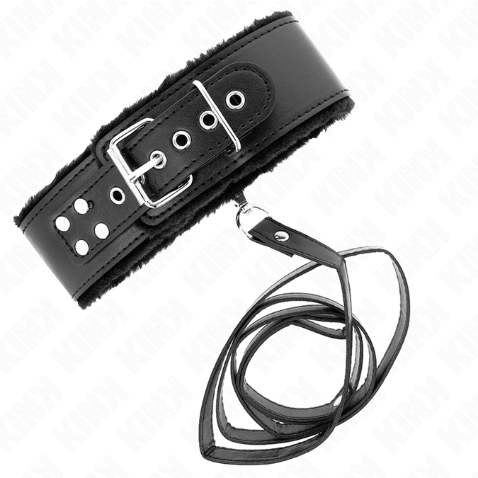 Kink – Ketting met riem 116 cm met zilveren studs Model 4 Zwart verstelbaar 40 – 48 cm x 6 cm