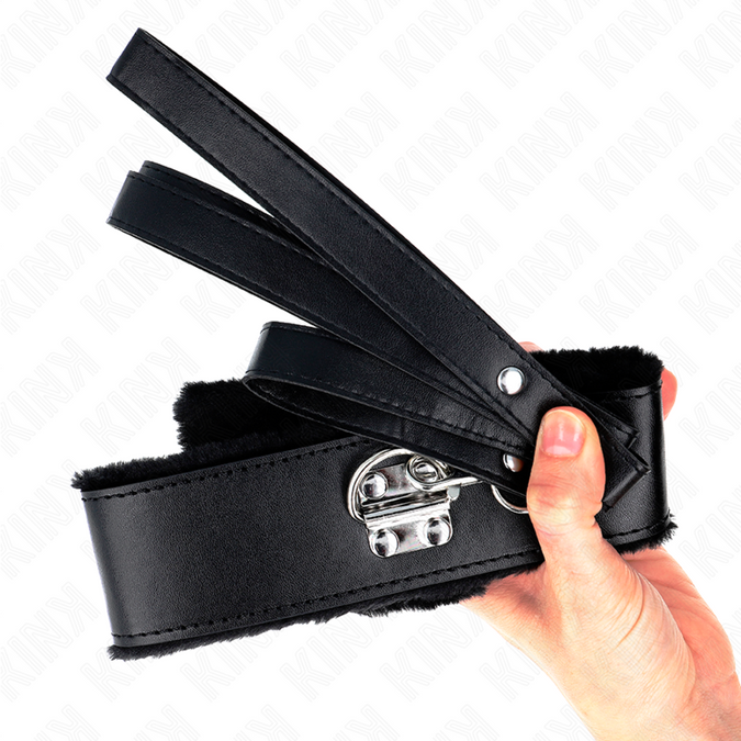 Kink – Ketting met riem 116 cm met zilveren studs Model 4 Zwart verstelbaar 40 – 48 cm x 6 cm
