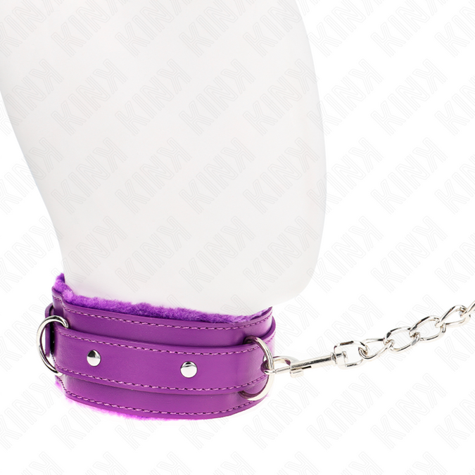Kink – Halsband mit Leine 65 cm mit Einschränkungen Lila 36 – 42 cm x 5,5 cm