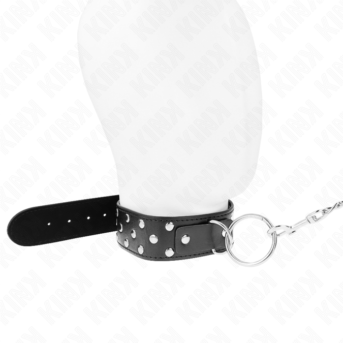 Kink – Nietenriemen-Halskette mit Gürtel 65 cm Schwarz Verstellbar 36 – 50 cm x 3,8 cm