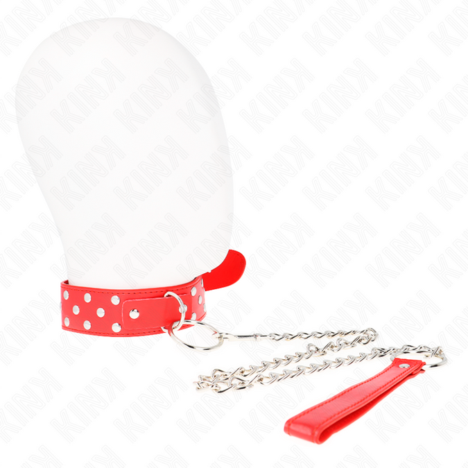 Kink – Nietenriemen-Halskette mit Gürtel 65 cm Rot Verstellbar 36 – 50 cm x 3,8 cm
