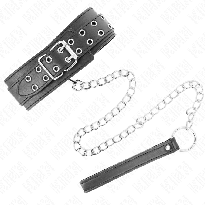 Kink – Halskette mit Riemen 65 cm Silberne Schnallen Verstellbar 33 – 46 cm x 5,5 cm